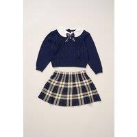 Miss Girl's True Knit Jumper with Check Skirt in Navy | Size: 4 Years