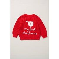 Rock a Bye Baby My First Christmas True Knit Chunky Cardigan in Red | Size: 0-3 m