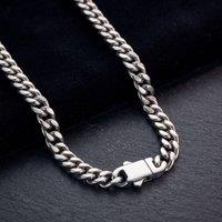Harfi Men's Silver Cuban Curb Chain Necklace For Men | Size: 24 inches