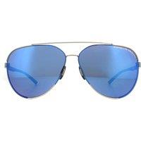 Porsche Design Men's Aviator Gold Blue Silver Mirror Sunglasses