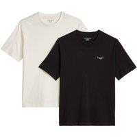 Marc O Polo DENIM Men's T-shirt Pack of 2 - T-Shirt Logo Print Double Pack in True Black | Size: Large