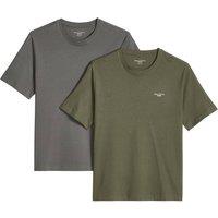 Marc O Polo DENIM Men's T-shirt Pack of 2 - T-Shirt Logo Print Double Pack in Pale Green | Size: Medium