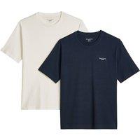 Marc O Polo DENIM Men's T-shirt Pack of 2 - T-Shirt Logo Print Double Pack in Dark Navy | Size: Large