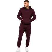 Enzo Men's Pullover Hoodie Tracksuit Set in Burgundy | Size: Small