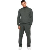 Enzo Men's Half Zip Sweatshirt Tracksuit Set in Dark Green | Size: Medium