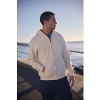 Animal Men's 'Icon' Warm Comfortable Adjustable Hood Casual Logo Zip Through Hoodie in Beige | Size: XS