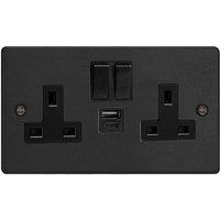 Varilight Double Socket With 20W Shared Usb A & C Charging Ports Matt Black