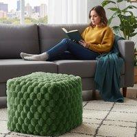 Home Republic Chunky Popcorn Faux Fur Bean Bag in Olive | Size: 43 cm x 43 cm