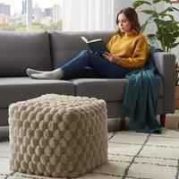 Home Republic Chunky Popcorn Faux Fur Bean Bag in Beige | Size: 43 cm x 43 cm