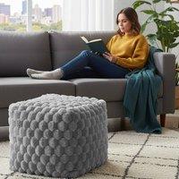 Home Republic Chunky Popcorn Faux Fur Bean Bag in Silver | Size: 43 cm x 43 cm