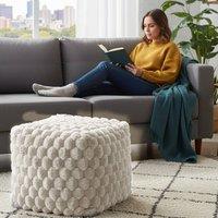 Home Republic Chunky Popcorn Faux Fur Bean Bag in Cream | Size: 43 cm x 43 cm