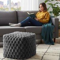 Home Republic Chunky Popcorn Faux Fur Bean Bag in Charcoal | Size: 43 cm x 43 cm