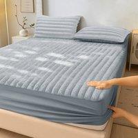 Velosso Jumbo Cord Faux Fur Fitted Sheet with Faux Fur in Silver | Size: King