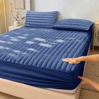 Velosso Jumbo Cord Faux Fur Fitted Sheet with Faux Fur in Navy | Size: King