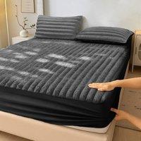 Velosso Jumbo Cord Faux Fur Fitted Sheet with Faux Fur in Black | Size: Single