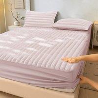 Velosso Jumbo Cord Faux Fur Fitted Sheet with Faux Fur in Pink | Size: Single