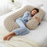 Velosso Jumbo Cord Faux Fur Body Pillow Back & Lumbar Pillo in Beige