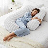 Velosso Jumbo Cord Faux Fur Body Pillow Back & Lumbar Pillo in White