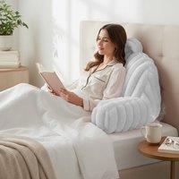 Velosso Jumbo Cord Faux Fur Cuddle Pillow Back & Lumbar Pil in White