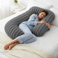 Velosso Jumbo Cord Faux Fur Body Pillow Back & Lumbar Pillo in Charcoal