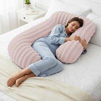 Velosso Jumbo Cord Faux Fur Body Pillow Back & Lumbar Pillo in Pink