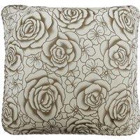 Intimates Flock Rose Filled Cushion with Rope Braid Edge in White | Size: 43 cm x 43 cm