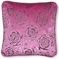 Intimates Flock Rose Filled Cushion with Rope Braid Edge in Pink | Size: 43 cm x 43 cm