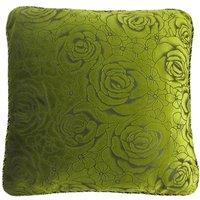 Intimates Flock Rose Filled Cushion with Rope Braid Edge in Lime | Size: 43 cm x 43 cm