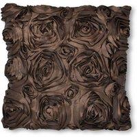 Intimates Shimmer Rose Filled Cushion with 3 D Design in Chocolate | Size: 43 cm x 43 cm
