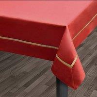 Kitchen Trends Kensington Bordered Tablecloth with Faux Silk in Red | Size: 50 cm