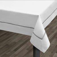 Kitchen Trends Kensington Bordered Tablecloth with Faux Silk in White | Size: 70 cm