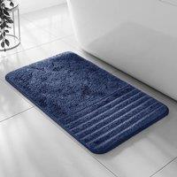 Velosso Linear Bath/ Pedestal Mat Cashmere Feel Bathmats in Navy | Size: Large