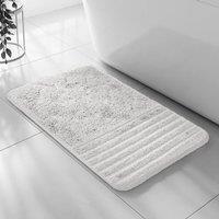 Velosso Linear Bath/ Pedestal Mat Cashmere Feel Bathmats in White | Size: Large