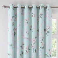 Florelle Sienna Floral Ring Top Curtains in Duck Egg Blue | Size: 168 cm width x 137 cm drop
