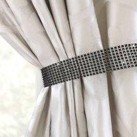 Intimates Diamante Curtain Tie Back Pair Tiebacks in Black | Size: 60 cm