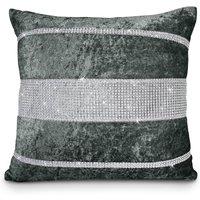 Intimates Rienzo Diamante Filled Cushion with Diamonte Detail in Charcoal | Size: 43 cm x 43 cm