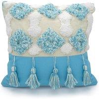 Intimates Alta Tufted Filled Cushion with Tufted Design in Blue | Size: 43 cm x 43 cm