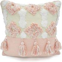 Intimates Alta Tufted Filled Cushion with Tufted Design in Pink | Size: 43 cm x 43 cm