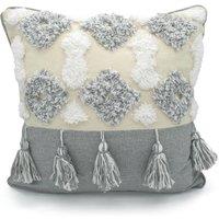 Intimates Alta Tufted Filled Cushion with Tufted Design in Grey | Size: 43 cm x 43 cm
