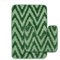 Velosso 2 Piece Chevron Stripe Bath & Pedestal Mat Set Bathmats in Emerald | Size: Large