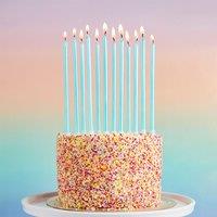 Club Green Blue Tall Skinny Celebration Candles - Pack of 12
