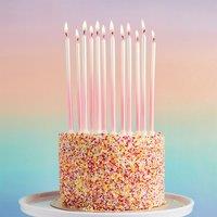 Club Green Pink Ombre Tall Skinny Celebration Candles - Pack of 12
