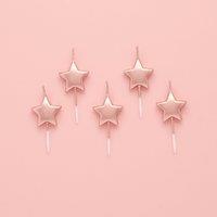 Club Green Rose Gold Metallic Star Celebration Candles - Pack of 5