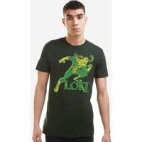 Marvel Mischievous Loki T-Shirt, Hunter Green in Dark Green | Size: Small