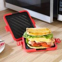 Bergstrom Non-Stick Microwave Toastie Grill with Side Latches, L17 x W14cm in Red