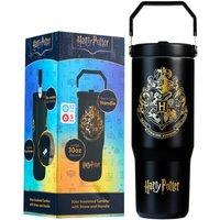 Harry Potter Insulated Tumbler 850ml Flip Up Metal Water Bottle Straw & Handle in Black