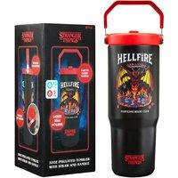 Stranger Things Hellfire Insulated Tumbler 850ml Metal Water Bottle Straw & Handle in Black