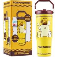 Sanrio Insulated Tumbler 850ml Stainless Steel Water Bottle Straw & Handle in Yellow