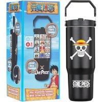 One Piece Insulated Tumbler 850ml Stainless Steel Water Bottle Straw & Handle in Black