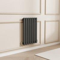 Banyetti Orva Anthracite Horizontal Single Oval Column Radiator - 600mm x 413mm in Charcoal